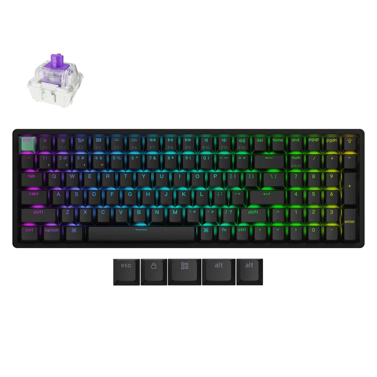 Keychron K4 HE magnetic keyboard with RGB lighting, custom switches, and detachable keycaps.