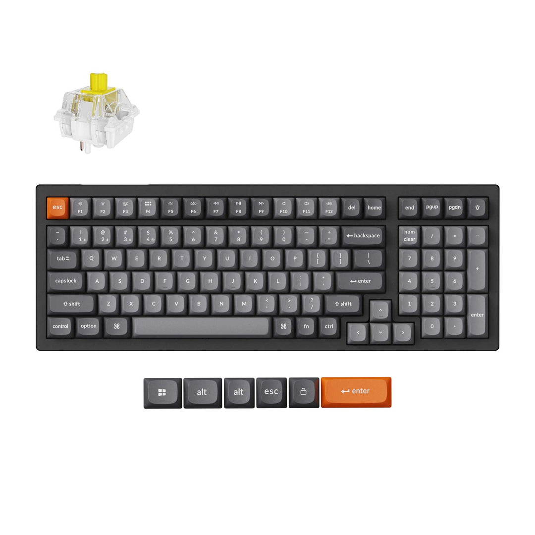 Keychron K4 Max QMK mecânico wireless com layout de 96%, teclas destacadas e switch mecânico.