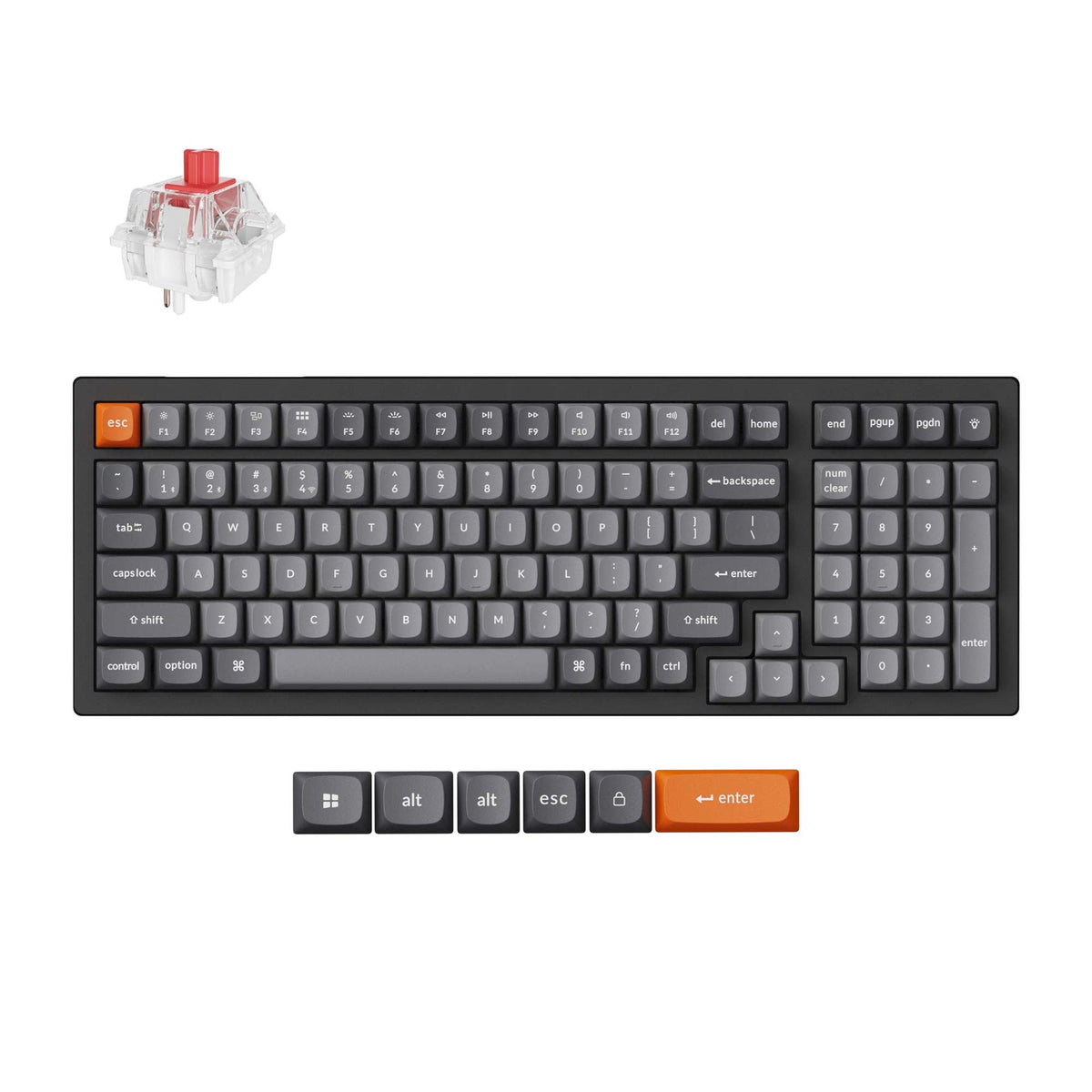 Keychron K4 Max wireless mechanical keyboard with customizable keycaps and switch.