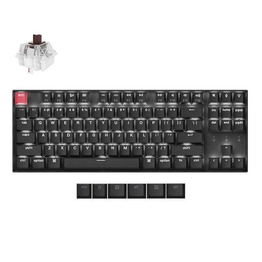 Keychron K8 Version 2 TKL wireless mechanical keyboard with MX switches, keycaps, and compact layout.