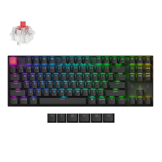 Keychron K8 Version 2 wireless mechanical keyboard with RGB lighting and key switches.