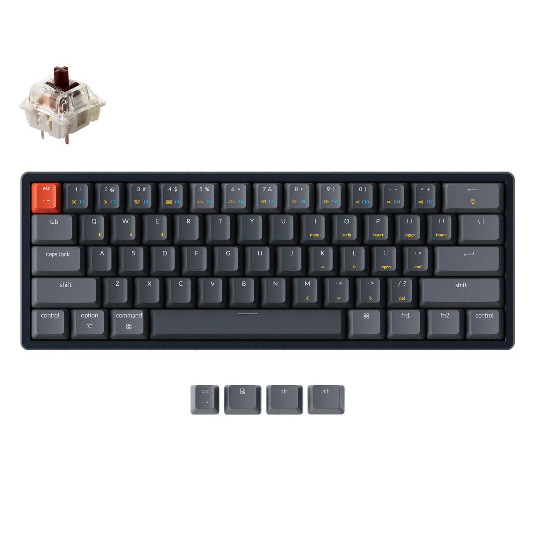 Keychron k12 hot-swappable rgb backlight alumínio frame switch brown