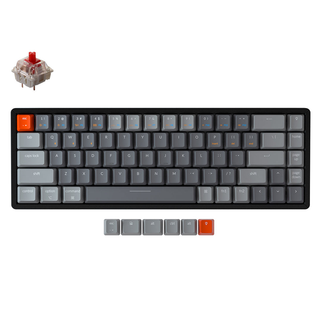 keychron k6 hot-swappable alumínio rgb backlight switch red