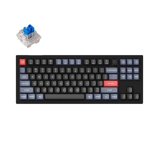 teclado mecânico custom keychron v3 knob carbon black qmk via rgb backlight switch blue