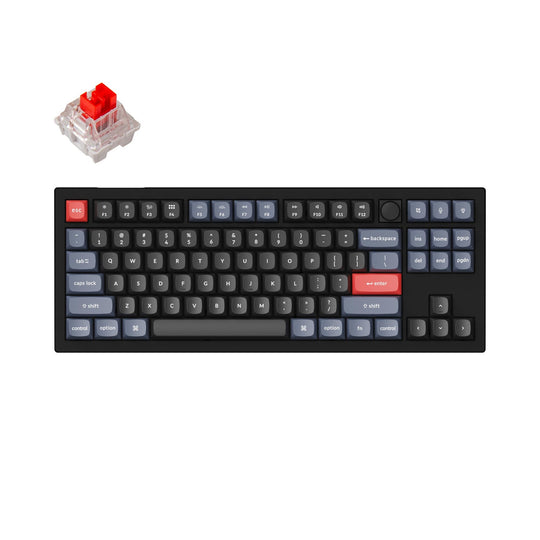 teclado mecânico custom keychron v3 knob carbon black qmk via rgb backlight switch red