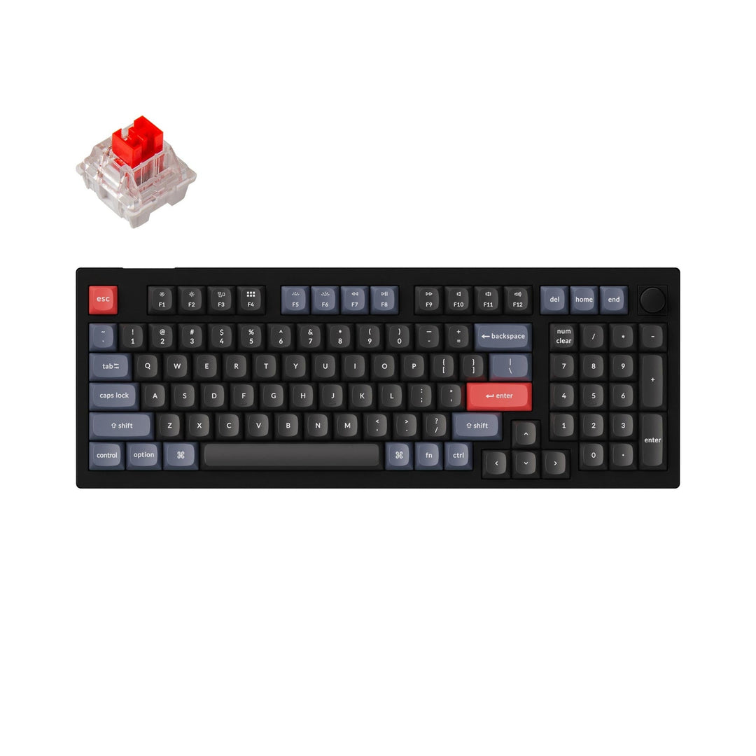 teclado custom keychron v5 qmk via knob hot-swappable carbon black rgb backlight switch keychron k pro red