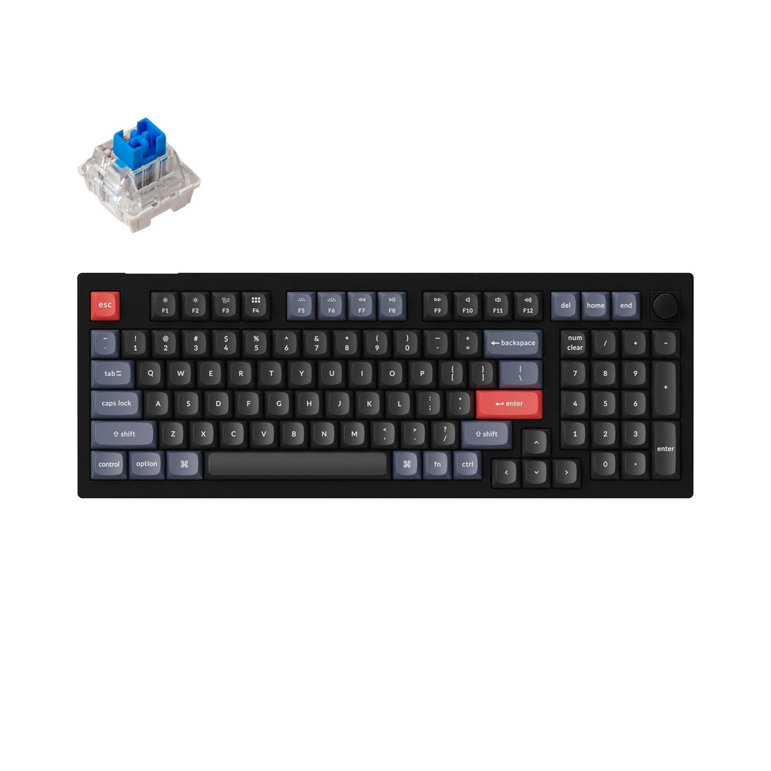 teclado custom keychron v5 qmk via knob hot-swappable carbon black rgb backlight switch keychron k pro blue
