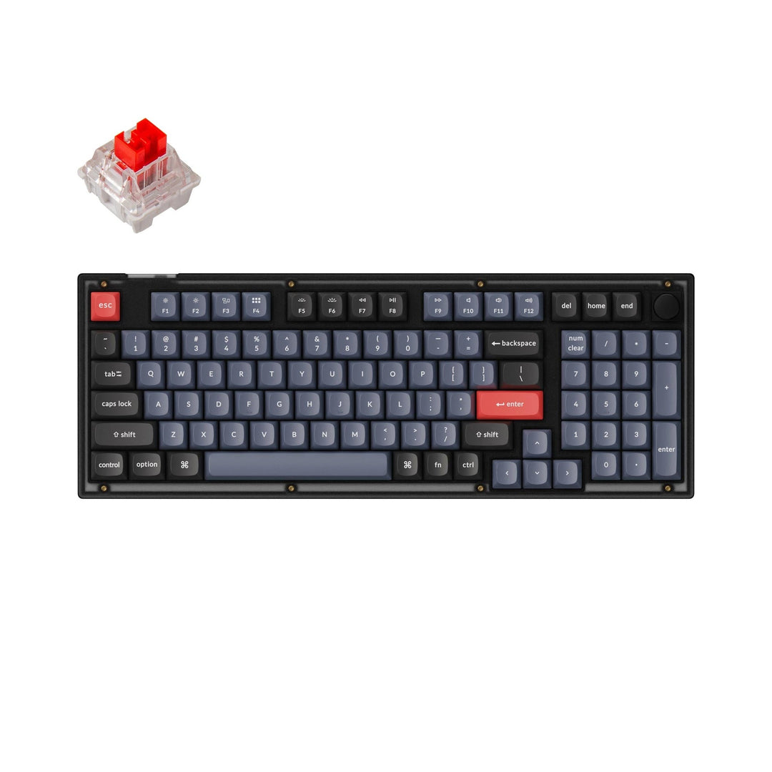 teclado custom keychron v5 qmk via knob hot-swappable frosted black rgb backlight switch keychron k pro red