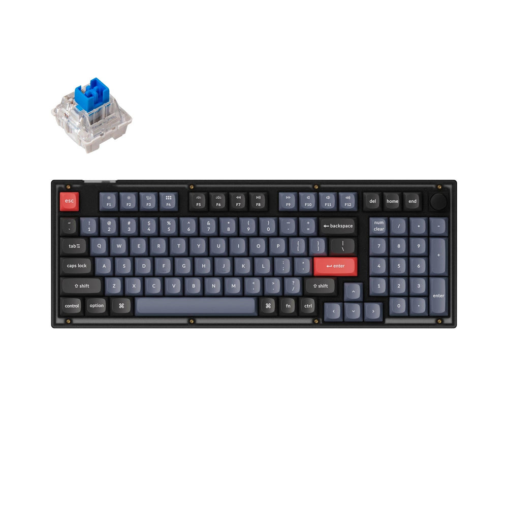 teclado custom keychron v5 qmk via knob hot-swappable frosted black rgb backlight switch keychron k pro blue