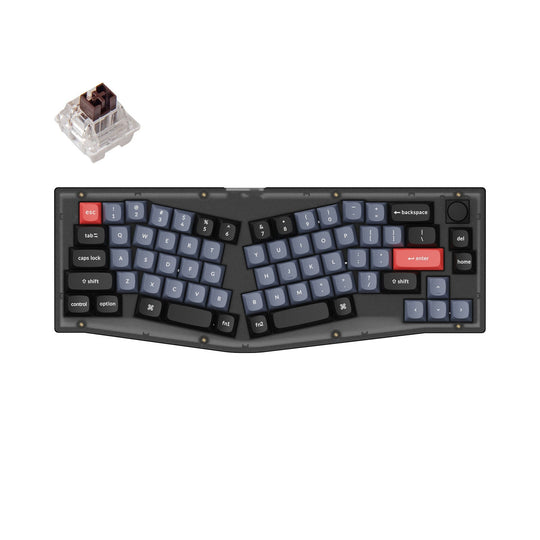 keychron v8 frosted black custom knob hot-swappable alice layout 65% switch brown