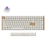 Keychron K4 HE mechanical keyboard with magnetic switches and minimalist design, featuring natural wood details.