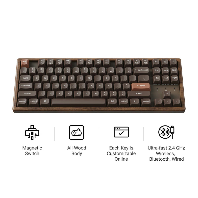 Teclado Keychron K8 HE Sem Fio com Switch Magnético - Edição Especial All-Wood