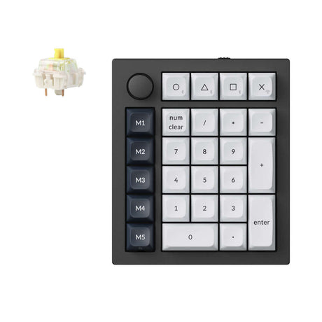 Keychron Q0 Max custom number pad featuring a macro column, rotary knob, and customizable keys.
