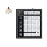 Keychron Q0 Max QMK custom number pad with macro keys and a rotary knob, showcasing a sleek metal design.