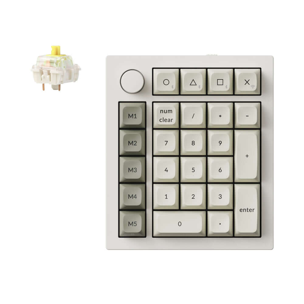 Keychron Q0 Max custom number pad with macro column and rotary knob, featuring ergonomic design and wireless connectivity.