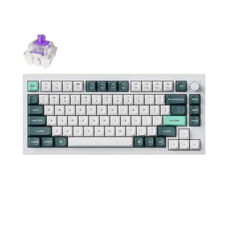 Teclado magnético (Gateron Nébula) com tripla conexão (Bluetooth + Wireless + USB-C), ANSI, iluminação RGB personalizável, layout 75%, cor Shell White
