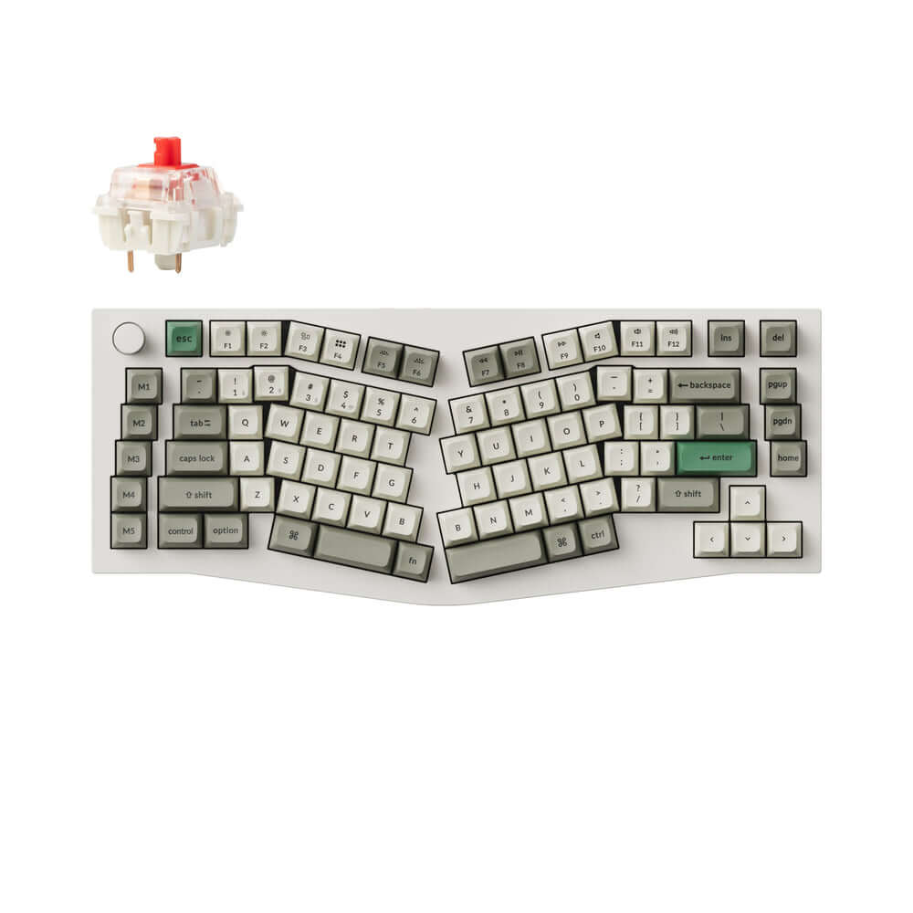 Keychron Q10 Max Alice Layout customizable mechanical keyboard with a key switch on the side.