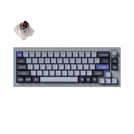 Keychron Q2 PRO Layout 65% RGB BACKLIGHT QMK VIA HOT-SWAPPABLE ALUMINIO KEYCAPS KSA PBT KEYCAPS WIRELESS E COM FIO DOUBLE GASKET DESIGN COR SILVER GREY SWITCH KEYCHRON K PRO BROWN
