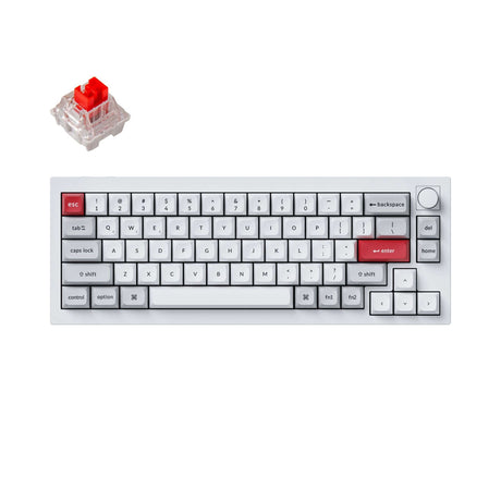 Keychron Q2 PRO Layout 65% RGB BACKLIGHT QMK VIA HOT-SWAPPABLE ALUMINIO KEYCAPS KSA PBT KEYCAPS WIRELESS E COM FIO DOUBLE GASKET DESIGN COR SHELL WHITE SWITCH KEYCHRON K PRO RED