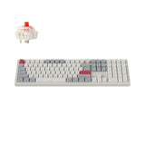 Keychron Q6 Max mechanical keyboard with grey and red keys and a switched mechanical switch.