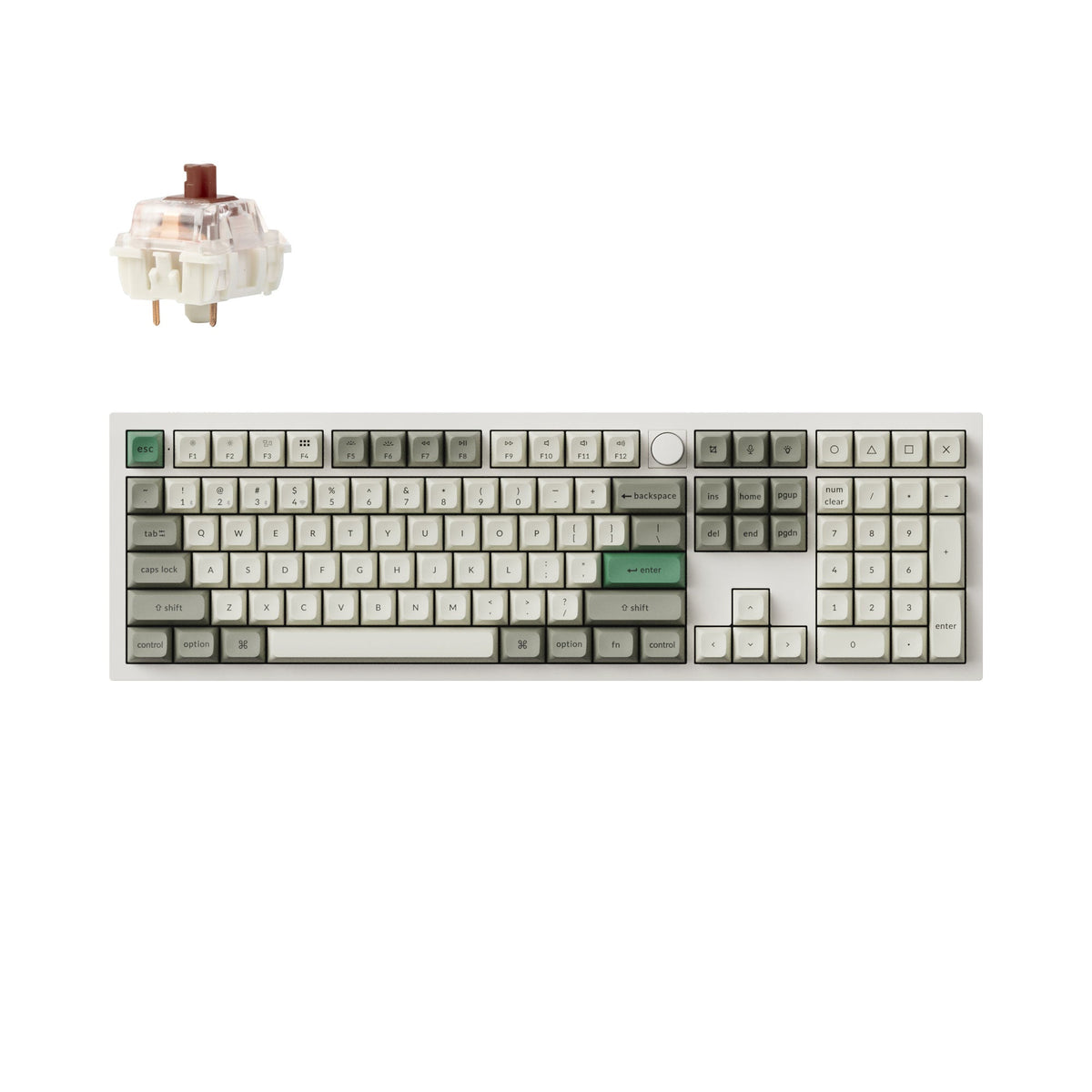 Keychron Q6 Max custom mechanical keyboard with brown switch, showcasing its unique key layout and design.