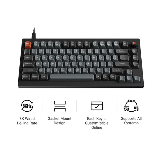 Keychron V1 8K QMK Teclado Mecânico Custom Com Fio