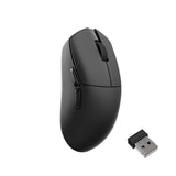 Lemokey G1 wireless optical mouse in black with USB dongle, ergonomic design and 8KHz polling rate.