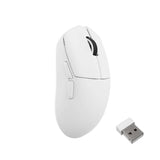 Lemokey G1 Wireless Optical Mouse in white, featuring ergonomic design and USB dongle for connectivity.