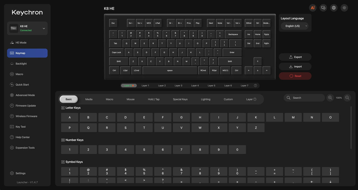 Keychron K8 HE All-Wood — Keychron-K8-HE-All-Wood-Edition-Launcher-Keymap.jpg