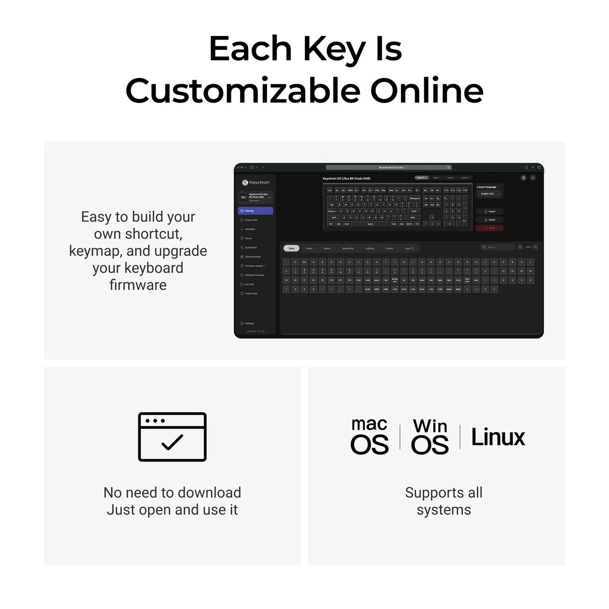 Keychron K5 Ultra 8K Teclado Mecânico Custom Wireless