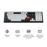 Teclado magnético (Gateron Nébula) com tripla conexão (Bluetooth + Wireless + USB-C), ANSI, iluminação RGB personalizável, layout 100%, cor Carbon Black