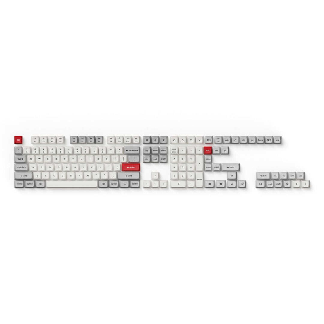 full keycap set double shot ksa pbt light gray and white