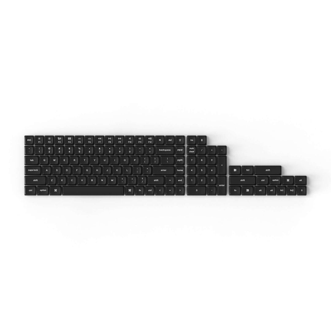 keycap set double shot pbt low profile black preto