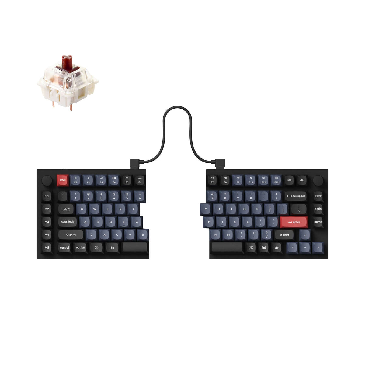keychron q11 custom qmk via split design carbon black switch gateron g pro brown mac os windows linux aluminum layout 75% knob