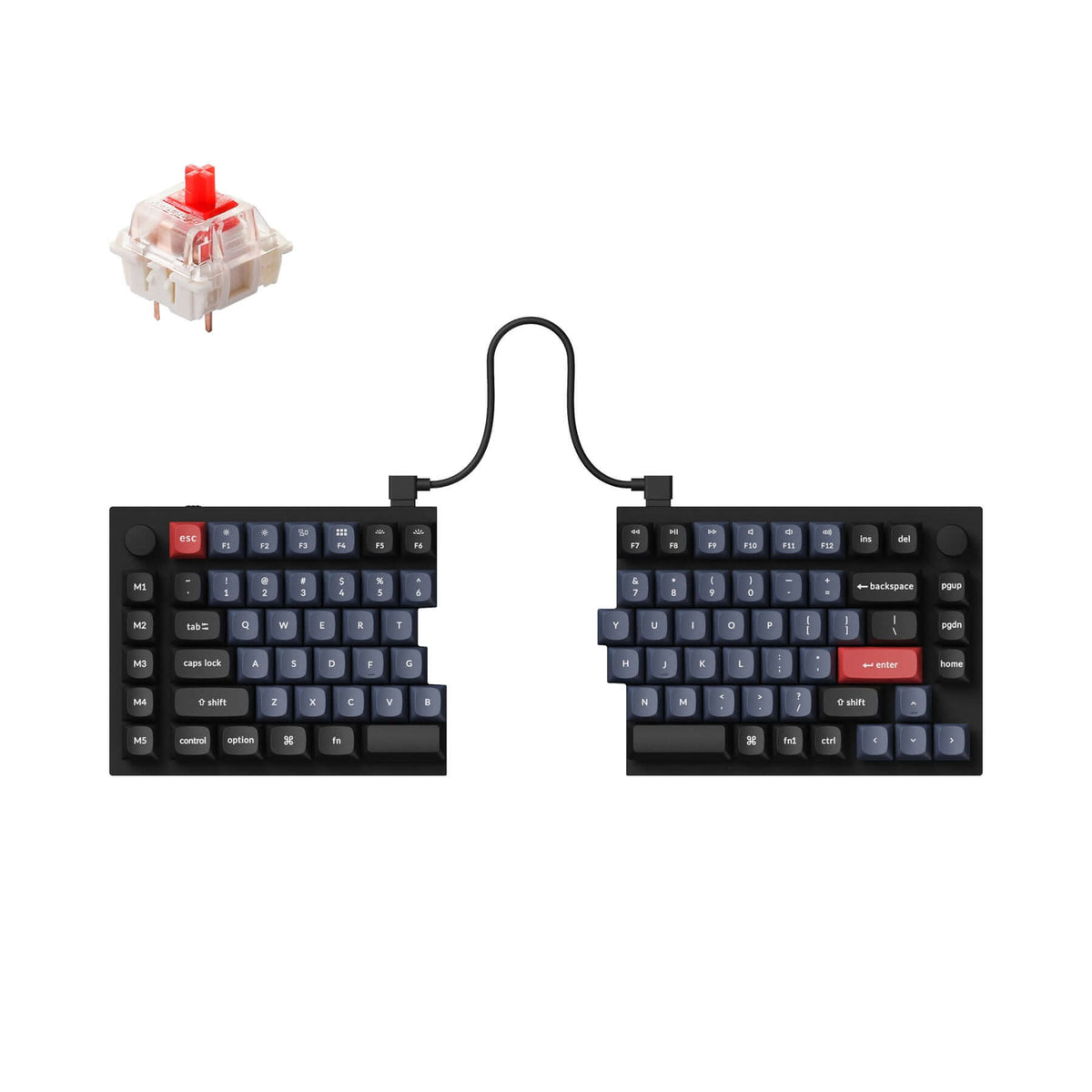 keychron q11 custom qmk via split design carbon black switch gateron g pro red mac os windows linux aluminum layout 75% knob