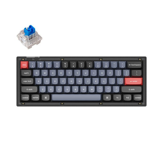 KEYCHRON V4 FROSTED BLACK SWITCH BLUE QMK VIA RGB HOT-SWAPPABLE