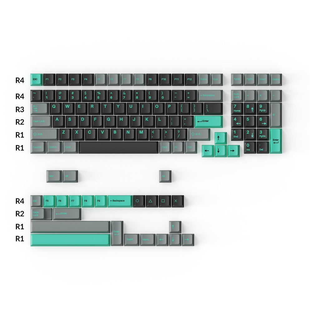keycaps cherry profile double-shot pbt full set  hacker mint