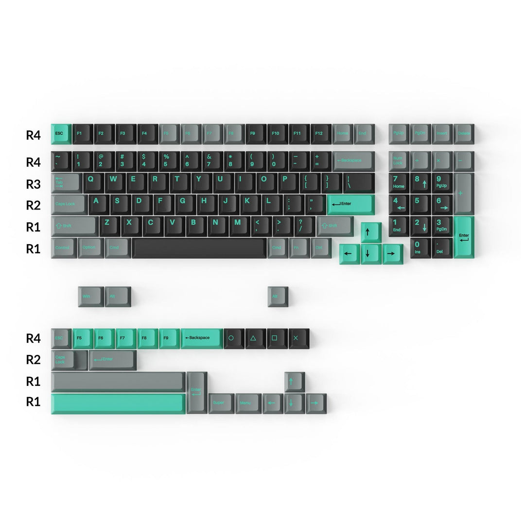 keycaps cherry profile double-shot pbt full set  hacker mint